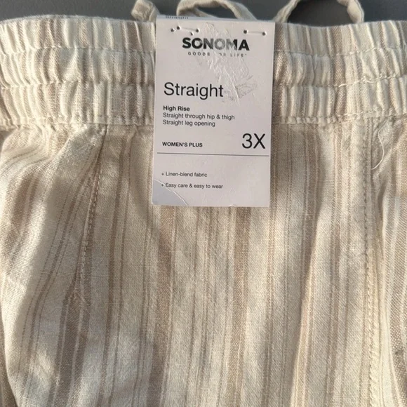 Sonoma Beige Striped pants 3X - Picture 4 of 5